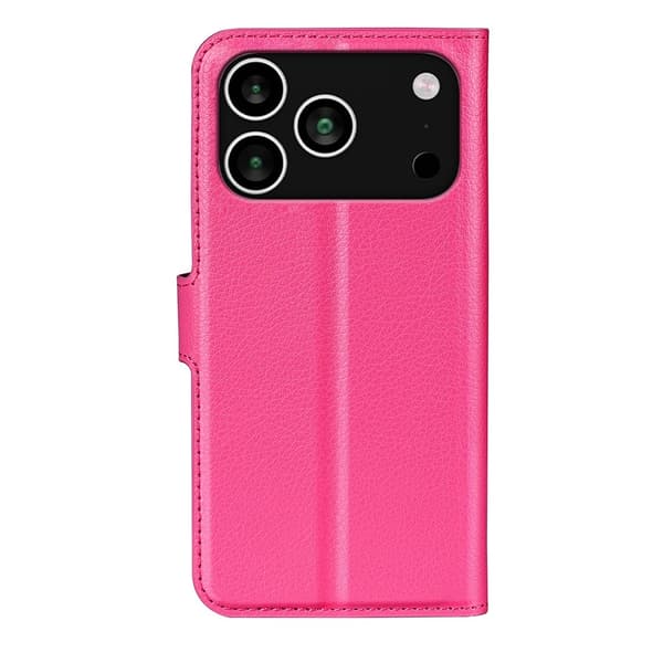 iPhone 17 Pro Max Fodral Litchi Läder Rosa