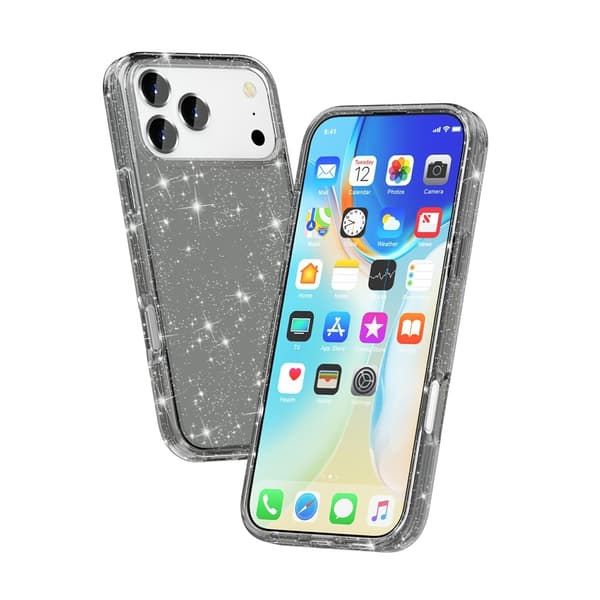 iPhone 17 Pro/18 Pro Skal Hybrid Glitter Svart