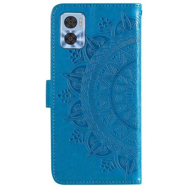 Motorola Moto E22i Fodral Mandala Läder Blå