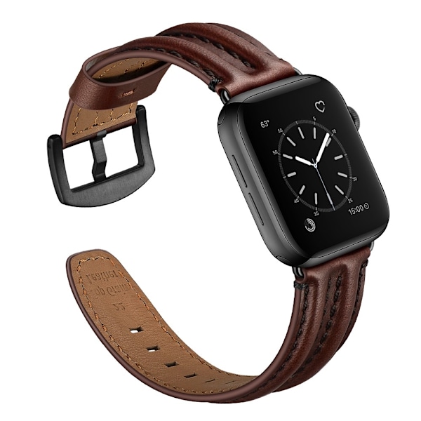 Äkta Läder Armband Apple Watch 42/44/45/49 mm Mörk Brun DarkBrown Mörk Brun