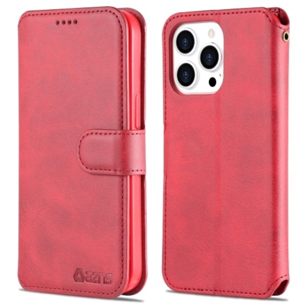 AZNS iPhone 14 Pro Fodral Läder Röd