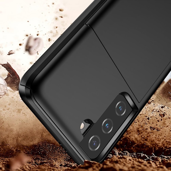 Samsung Galaxy S21 Plus - Skal Med Kortfack - Svart Black Svart