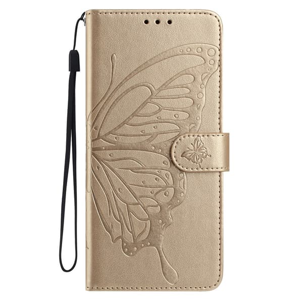 Google Pixel 10a Fodral Med Fjäril Tryck Guld