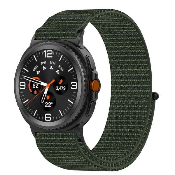 Galaxy Watch 8 46/44/40 mm Armband Nylon Loop Militär Grön