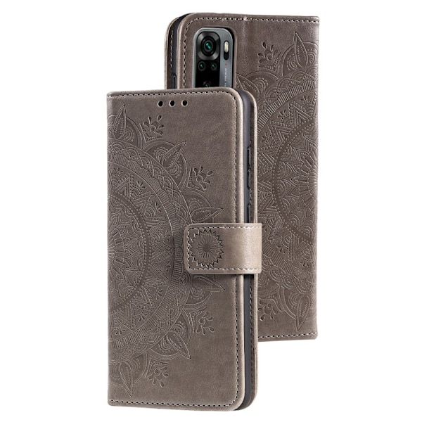 Xiaomi Redmi Note 10S - Mandala Läder Fodral - Grå