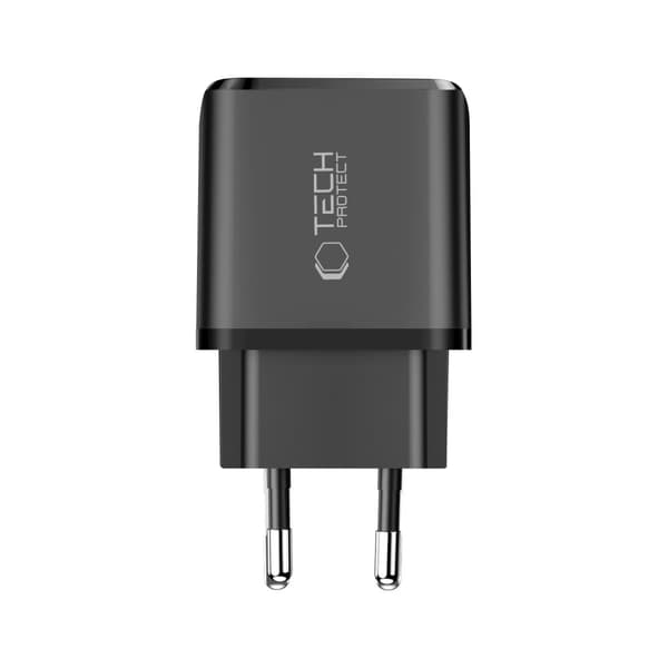 Tech-Protect 45W PD QC3.0 Väggladdare USB-C / USB-A Svart