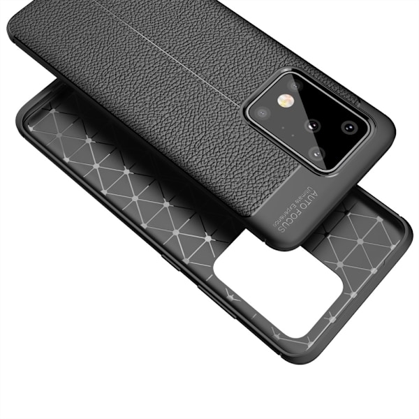 Samsung Galaxy S20 Ultra - Litchi Skal - Svart Black Svart