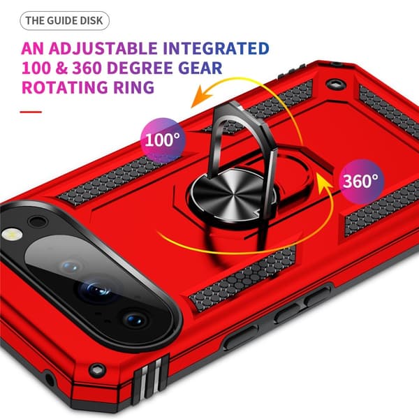 Google Pixel 10 / 10 Pro Skal Armor Ring Hybrid Röd