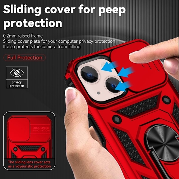 iPhone 14 Plus Skal CamShield Hybrid Ring Röd