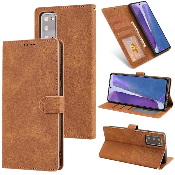 Samsung Galaxy S20 FE - Klassiskt Läder Fodral - Brun Brown Brun