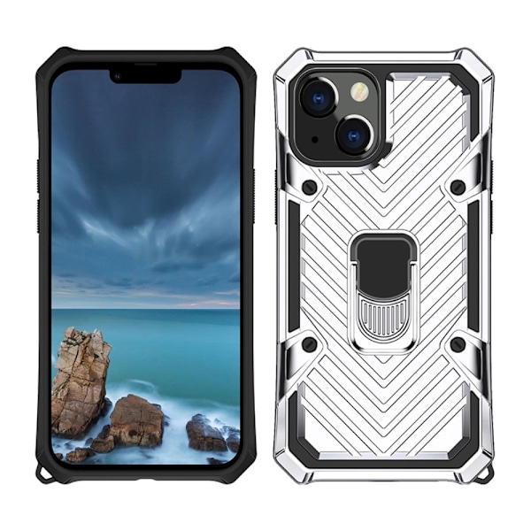 iPhone 13 Mini - Armor Hybrid Ring Skal - Silver