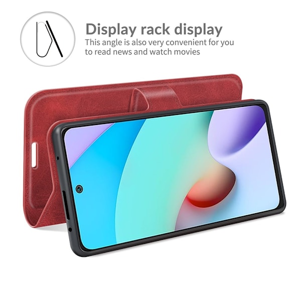 Xiaomi Redmi 10 Fodral Solid Läder Röd