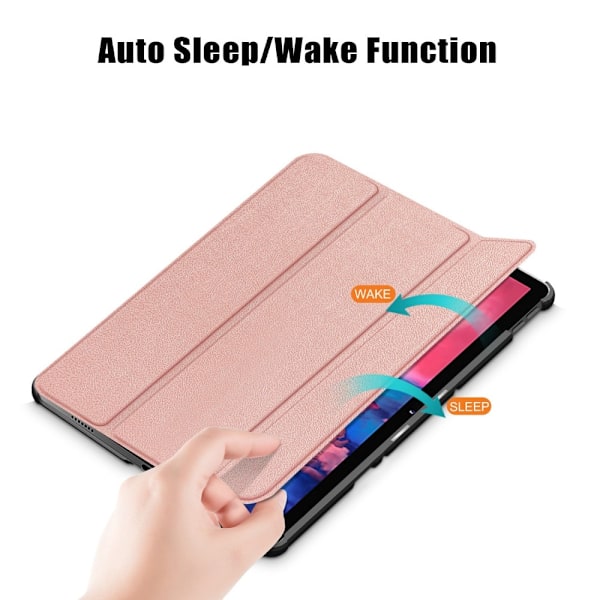 Lenovo Tab P11 / P11 Plus - Tri-Fold Läder Fodral - Roséguld Roséguld Roséguld