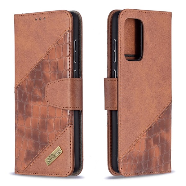 Samsung Galaxy A72 - Krokodil Läder Fodral - Brun Brown Brun