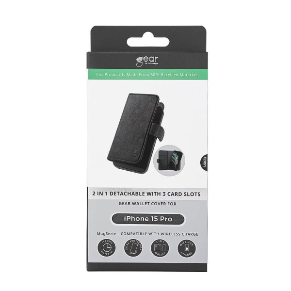 GEAR iPhone 15 Pro 2in1 MagSafe Magnet Fodral / Skal Svart
