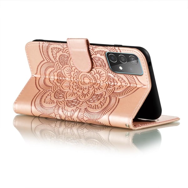 Samsung Galaxy A52 / A52s - Mandala Läder Fodral - Roséguld Roséguld Roséguld