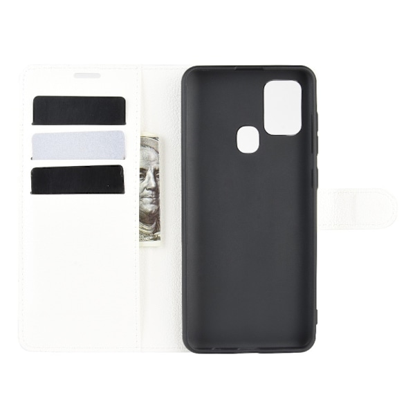 Samsung Galaxy A21s - Litchi Plånboksfodral - Vit White Vit
