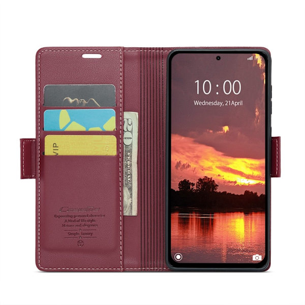 CASEME Xiaomi Redmi Note 14 5G Fodral RFID Läder Röd