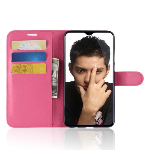 Huawei Honor 8X - Litchi Plånboksfodral - Rosa Pink Rosa
