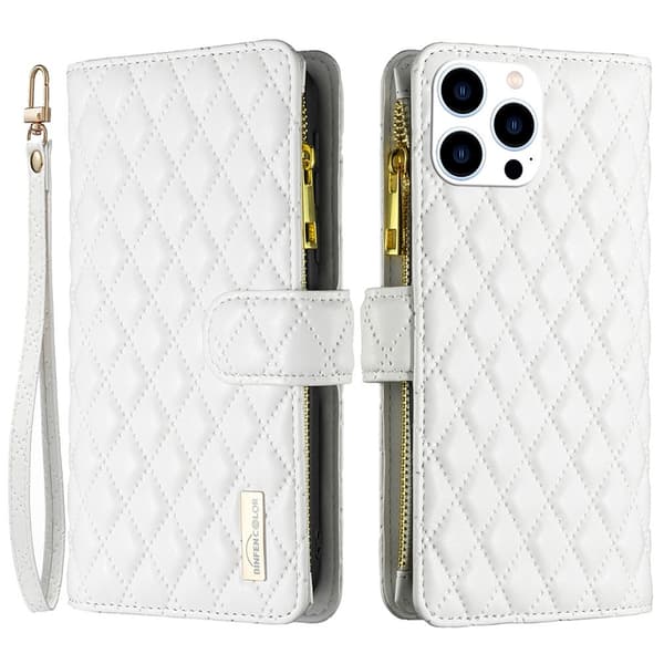 BINFEN iPhone 16 Pro Max Fodral Diamond Multifunktionell Vit