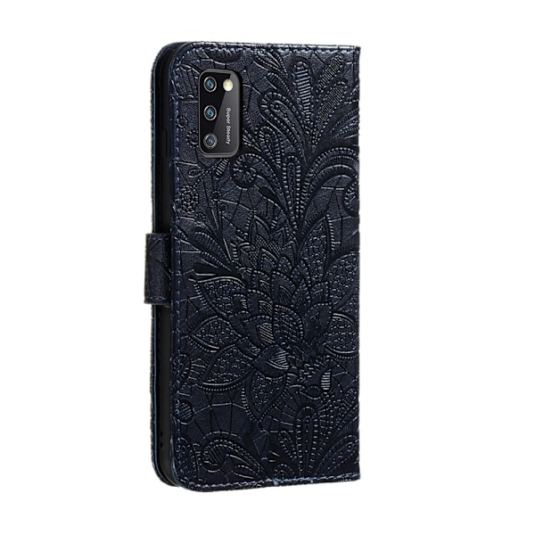 Samsung Galaxy A41 - Flower Plånboksfodral - Mörk Blå DarkBlue Mörk Blå
