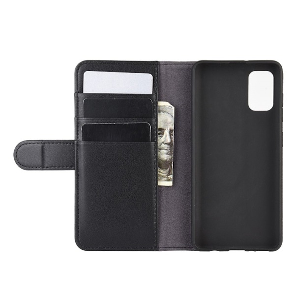 Samsung Galaxy A41 - Premium Split Läder Plånboksfodral - Svart Black Svart