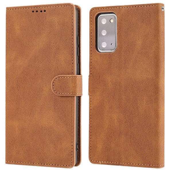 Samsung Galaxy S20 FE - Klassiskt Läder Fodral - Brun Brown Brun