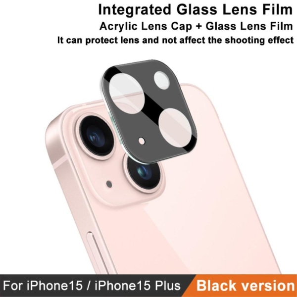 IMAK iPhone 15 / 15 Plus Linsskydd Akryl/Härdat Glas Svart