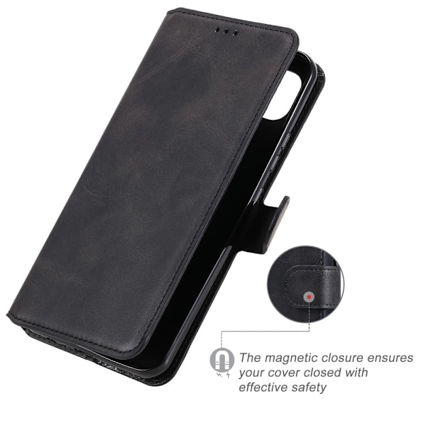 Realme C21 - Solid Läder Fodral - Svart Svart