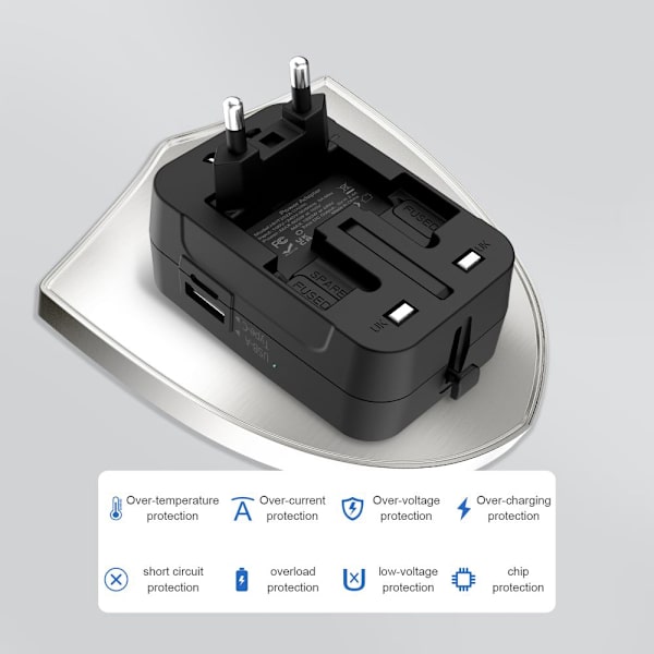 Tech-Protect Reseadapter EU / UK / US / AU Svart