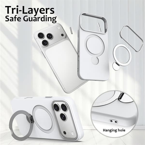 iPhone 17 Pro Skal MagSafe Kickstand Hybrid Vit