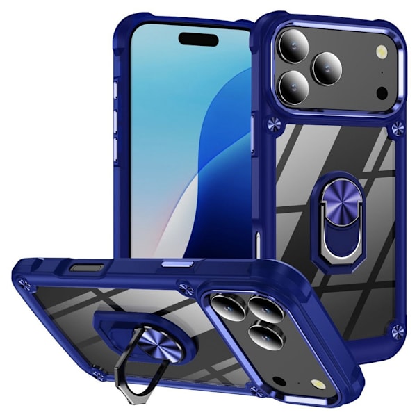 iPhone 17 Pro Skal Shockproof Ring Hybrid Blå