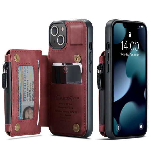 CASEME iPhone 13 Skal Med Magnetisk Plånbok Röd