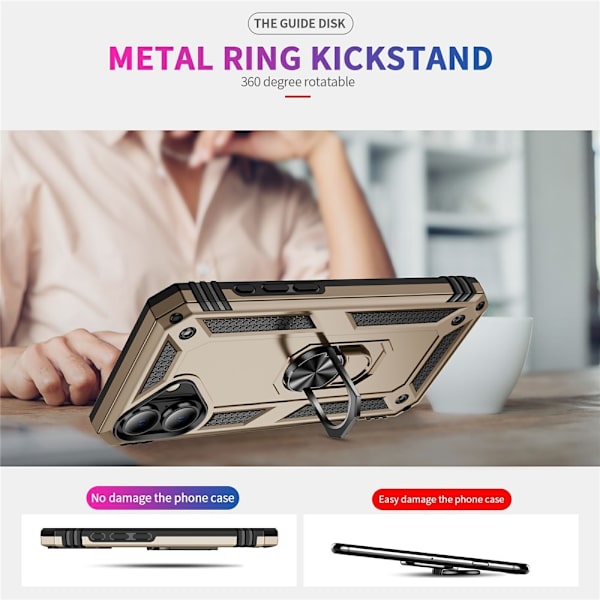 iPhone 17 Skal Shockproof Hybrid Ring Guld