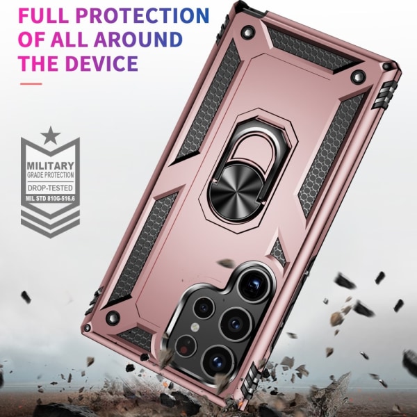 Samsung Galaxy S24 Ultra Skal Ring Hybrid Armor Roséguld