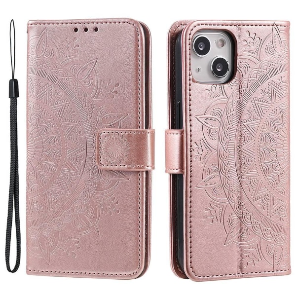 iPhone 15 Fodral Mandala Läder Roséguld