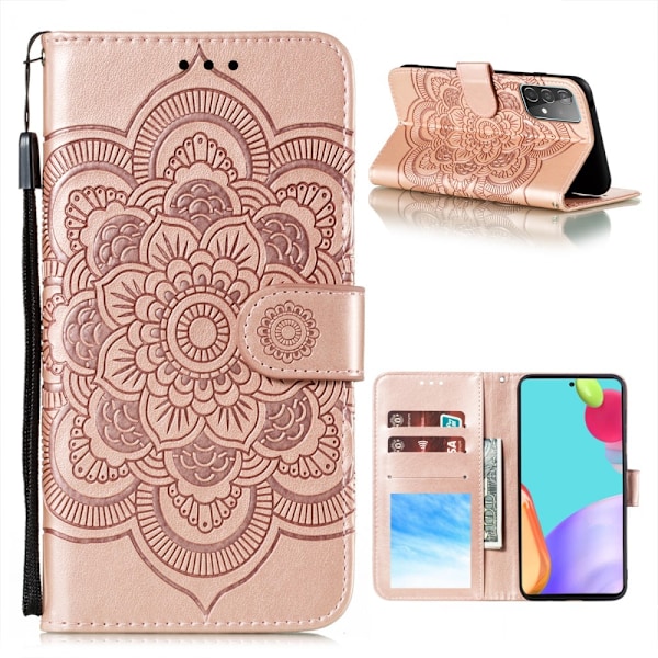 Samsung Galaxy A52 / A52s - Mandala Läder Fodral - Roséguld Roséguld Roséguld