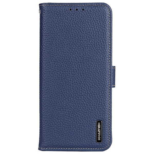 KHAZNEH Galaxy S24 Fodral Premium Litchi Äkta Läder Blå