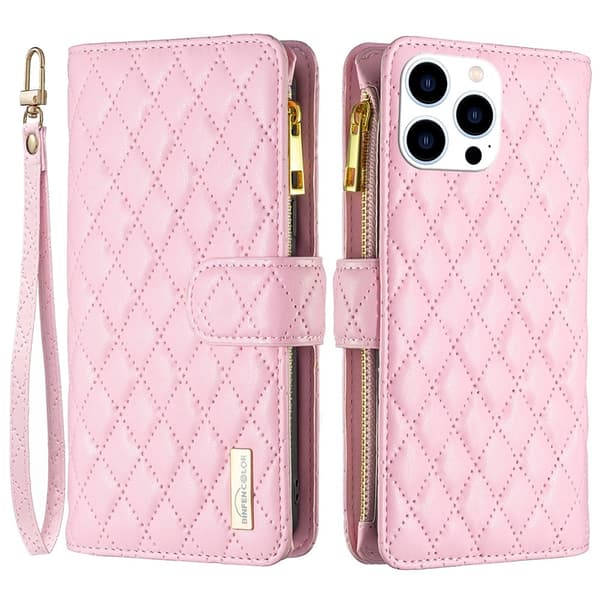 BINFEN iPhone 16 Pro Max Fodral Diamond Multifunktionell Rosa