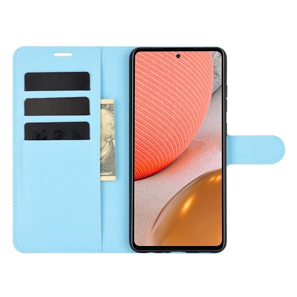 Samsung Galaxy A72 - Litchi Läder Fodral - Blå Blue Blå