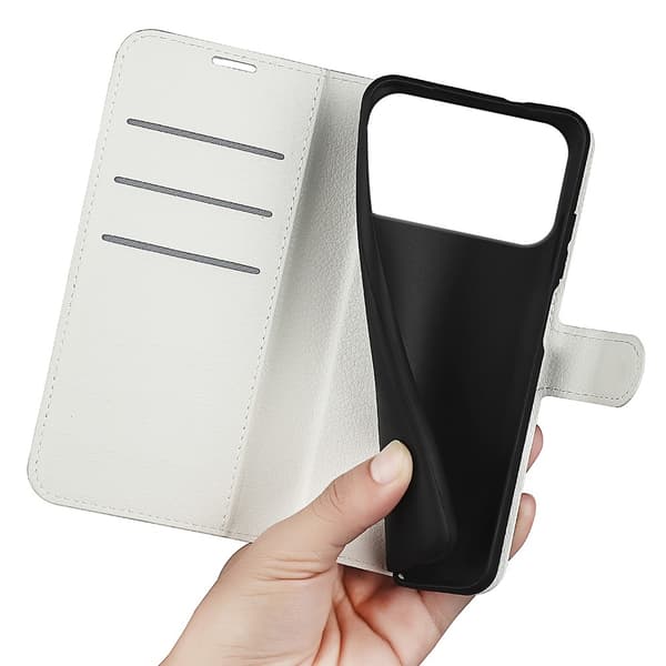 iPhone 18 Pro/17 Pro Fodral Litchi Läder Vit
