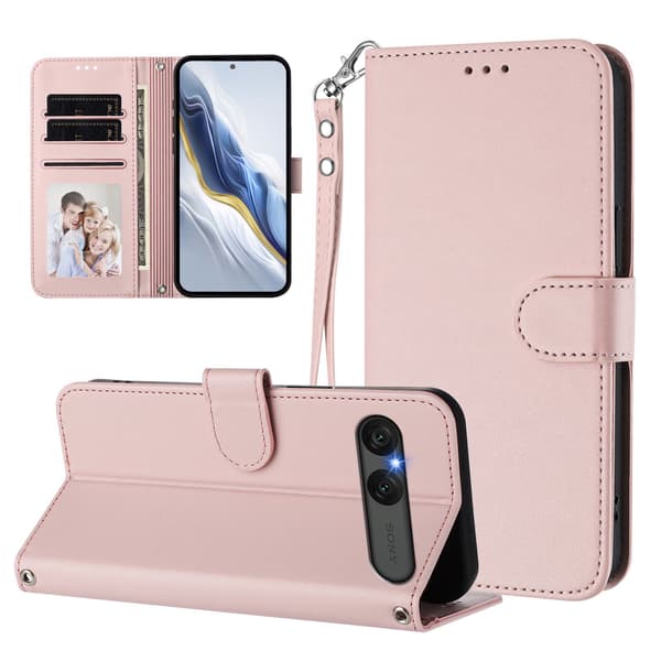 Sony Xperia 10 VII Plånboksfodral Läder Rosa
