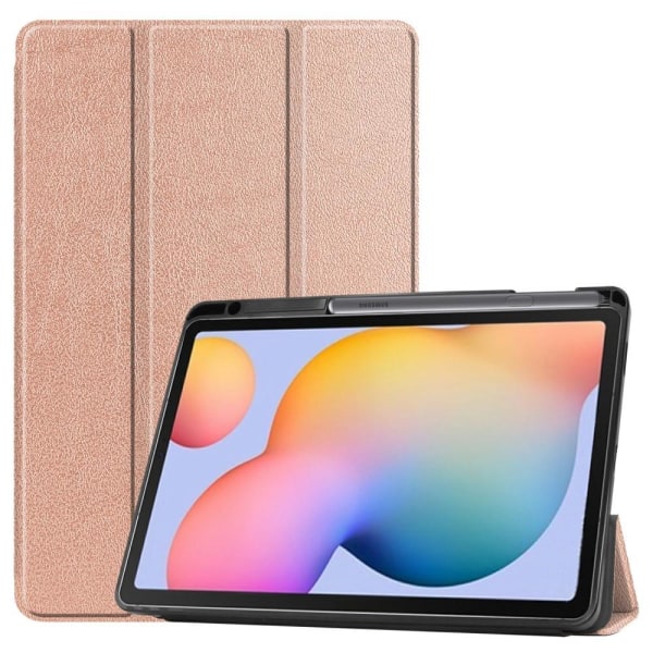 Samsung Galaxy Tab S6 Lite - Tri-Fold Fodral Med Pennhållare - Roséguld