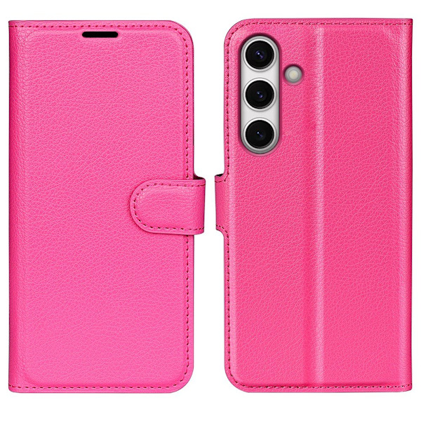 Samsung Galaxy S24 FE Fodral Litchi Läder Textur Rosa