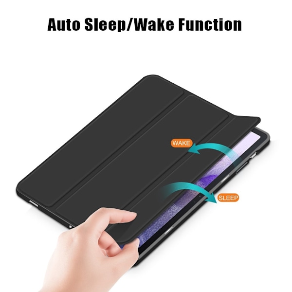 Galaxy Tab S7 FE/S7 Plus/S8 Plus Tri-Fold Fodral Med Pennhållare Svart Svart