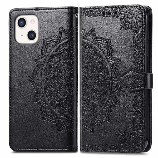 iPhone 13 - Mandala Läder Fodral - Svart