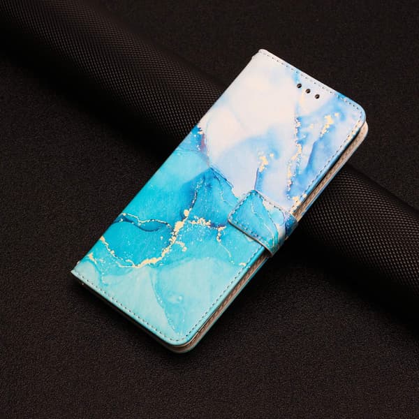 iPhone 17 Pro Fodral Läder Marmor Blå / Grön
