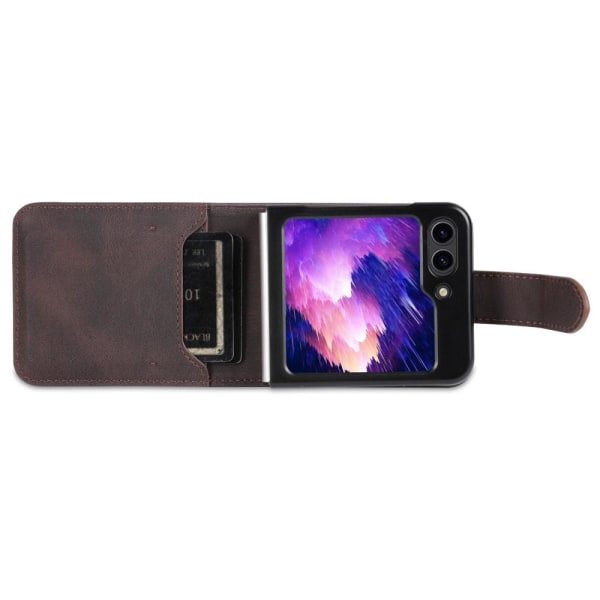 AZNS Galaxy Z Flip 5 Fodral PU-Läder Brun