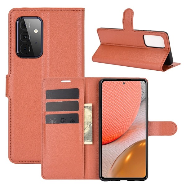 Samsung Galaxy A72 - Litchi Läder Fodral - Brun Brown Brun
