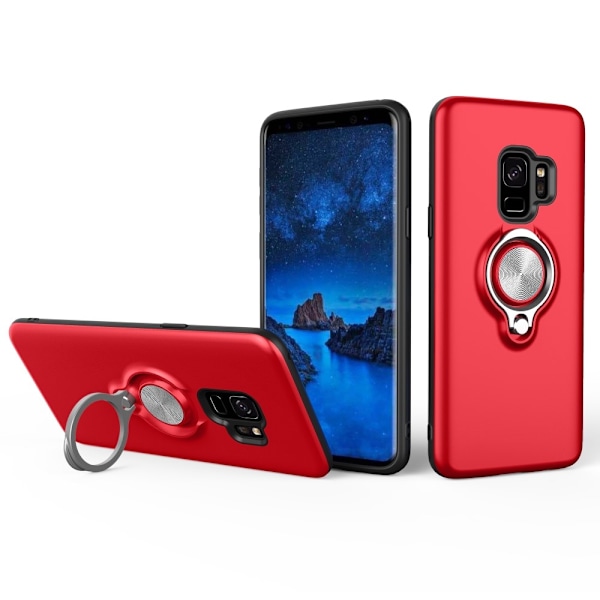 Samsung S9 - Ring Skal Funkar med magnethållare - Röd Red Röd